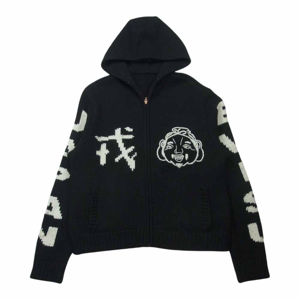 EVISU エヴィス カウチン ニット パーカー ウール 中国製 ブラック系 40【中古】