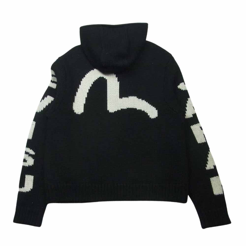 EVISU エヴィス カウチン ニット パーカー ウール 中国製 ブラック系 40【中古】