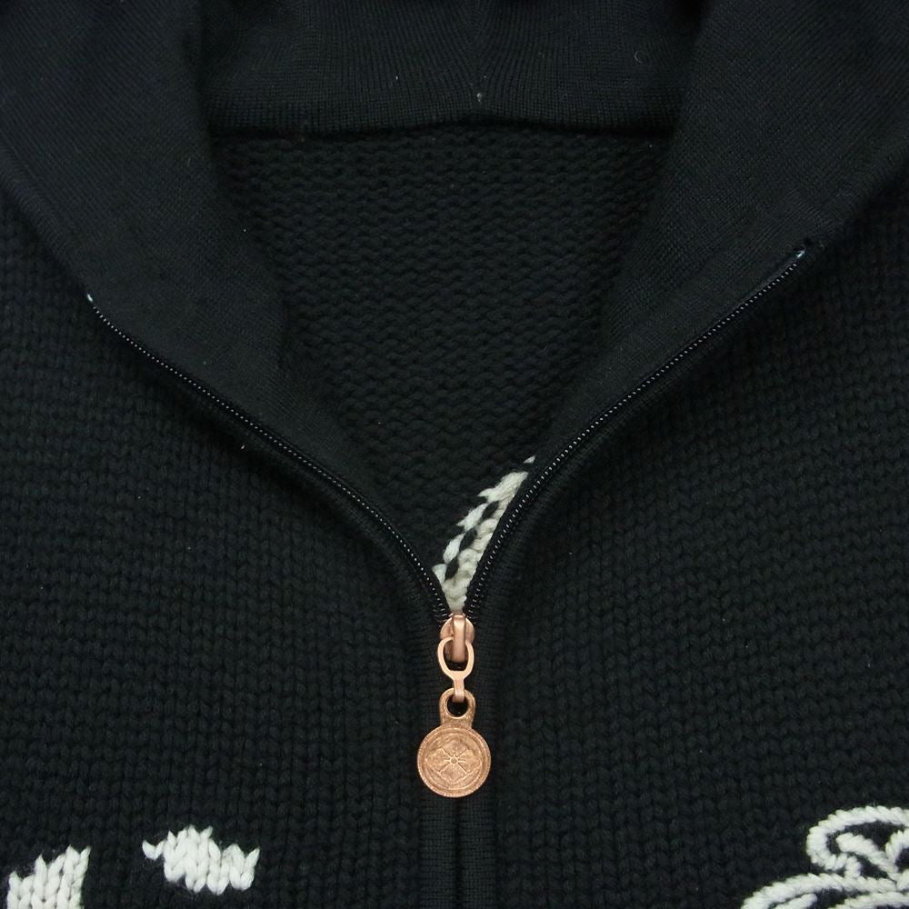 EVISU エヴィス カウチン ニット パーカー ウール 中国製 ブラック系 40【中古】