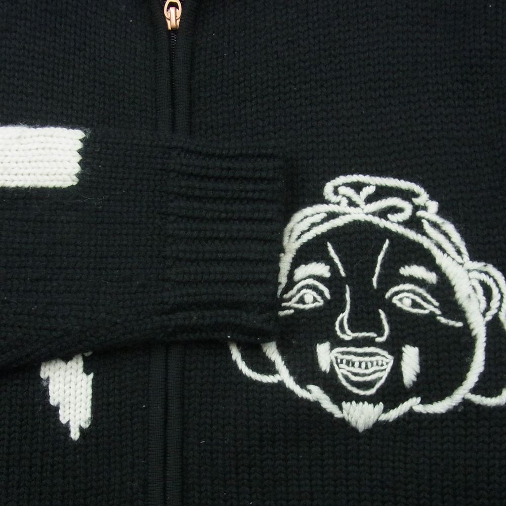 EVISU エヴィス カウチン ニット パーカー ウール 中国製 ブラック系