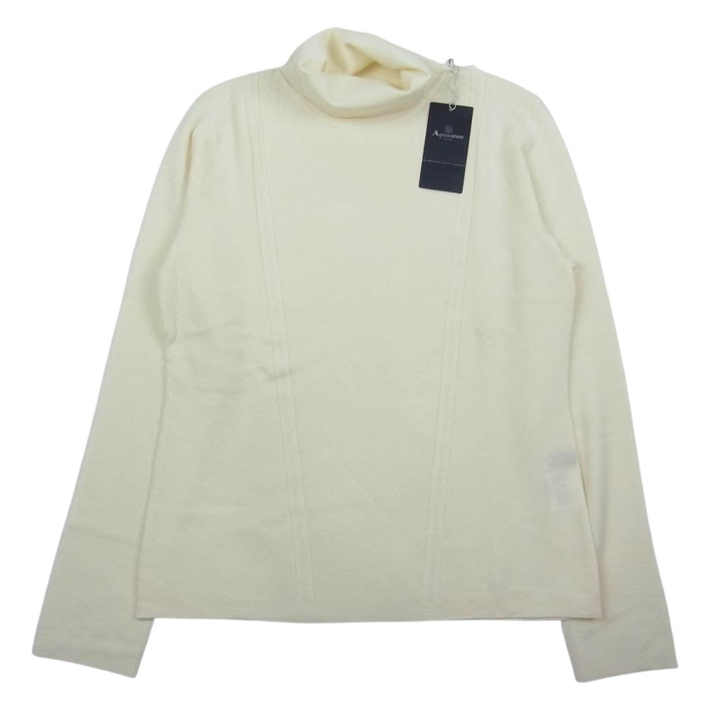 Aquascutum アクアスキュータム ミラノリブ タートルネック ニット ホワイト系 11【極上美品】【中古】