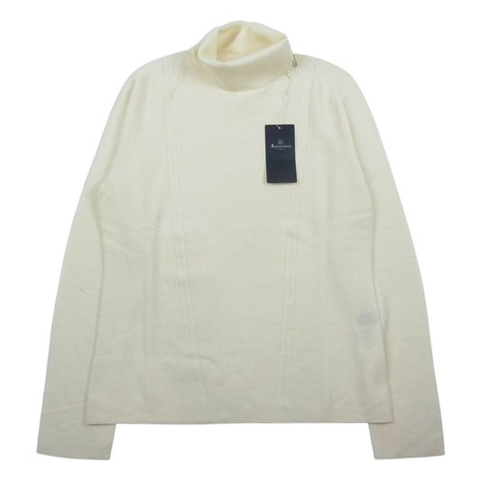 Aquascutum アクアスキュータム ミラノリブ タートルネック ニット ホワイト系 11【新古品】【未使用】【中古】
