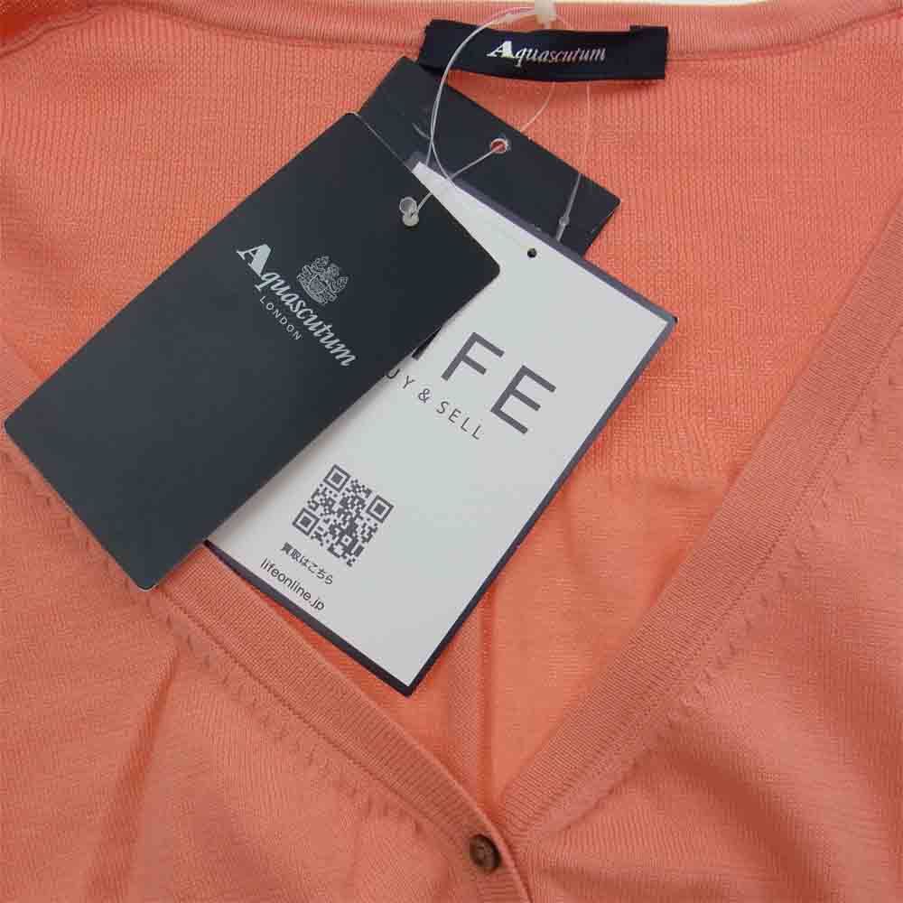 Aquascutum アクアスキュータム ベルト付き コットン カーディガン ピンク系 11【新古品】【未使用】【中古】
