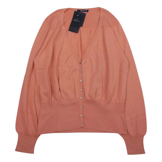 Aquascutum アクアスキュータム ベルト付き コットン カーディガン ピンク系 11【新古品】【未使用】【中古】