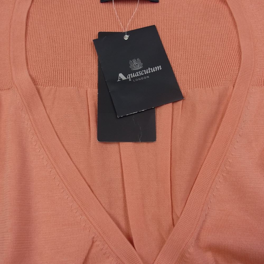 Aquascutum アクアスキュータム ベルト付き コットン カーディガン ピンク系 11【新古品】【未使用】【中古】
