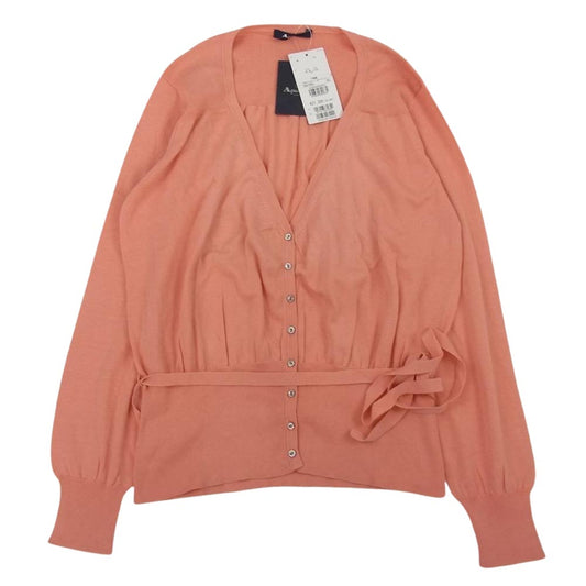 Aquascutum アクアスキュータム ベルト付き コットン カーディガン ピンク系 9【新古品】【未使用】【中古】