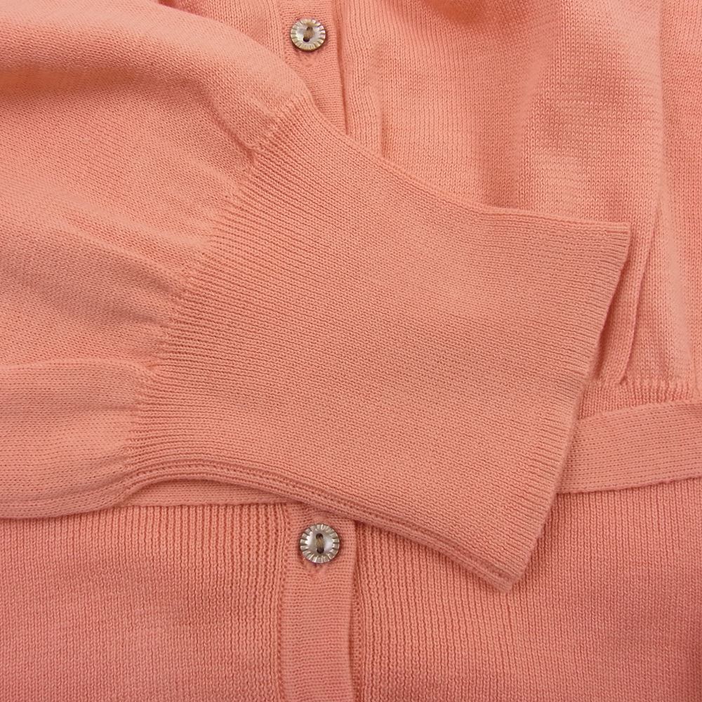 Aquascutum アクアスキュータム ベルト付き コットン カーディガン ピンク系 9【新古品】【未使用】【中古】