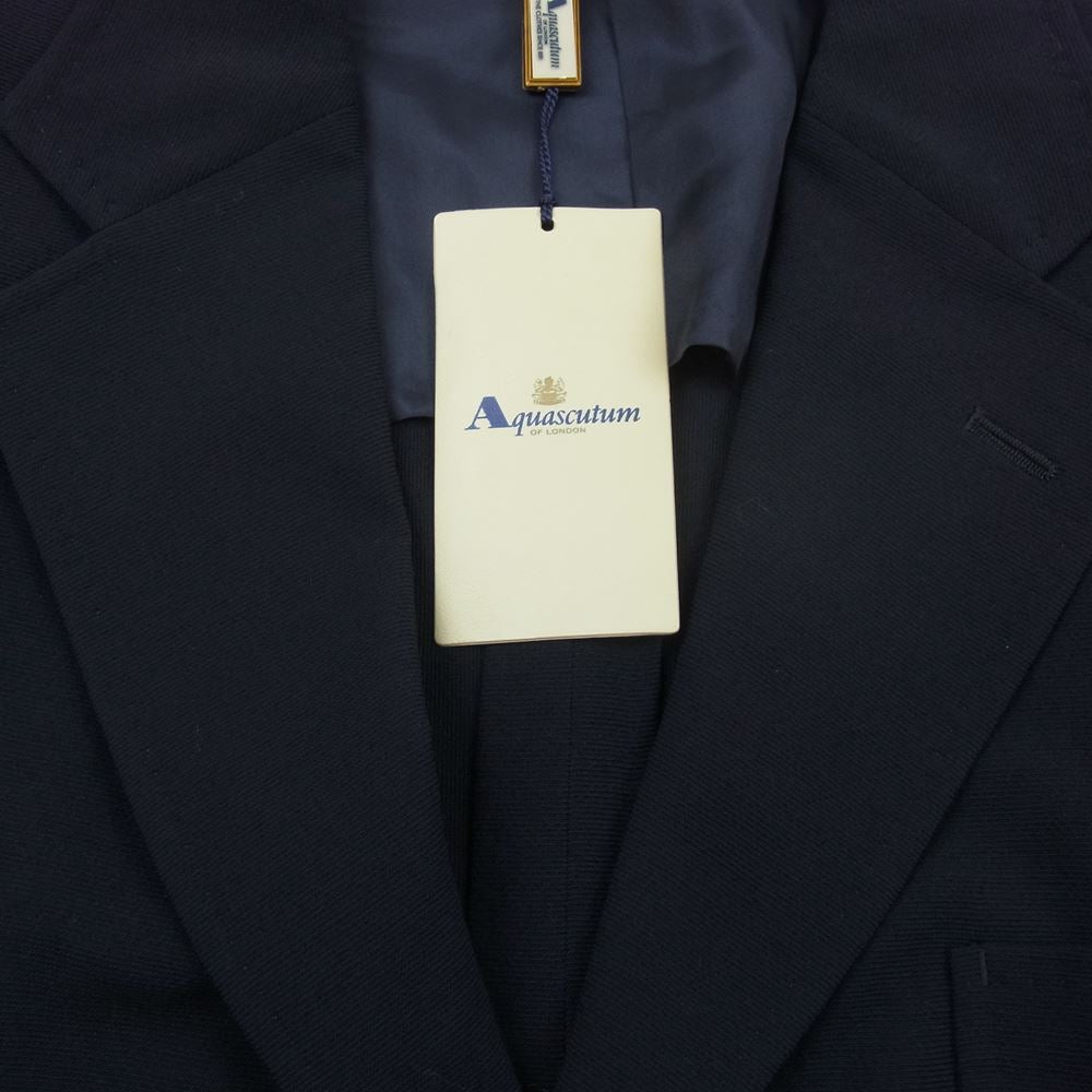 Aquascutum アクアスキュータム サマーウール 3B テーラードジャケット ネイビー系 98/88/175【極上美品】【中古】
