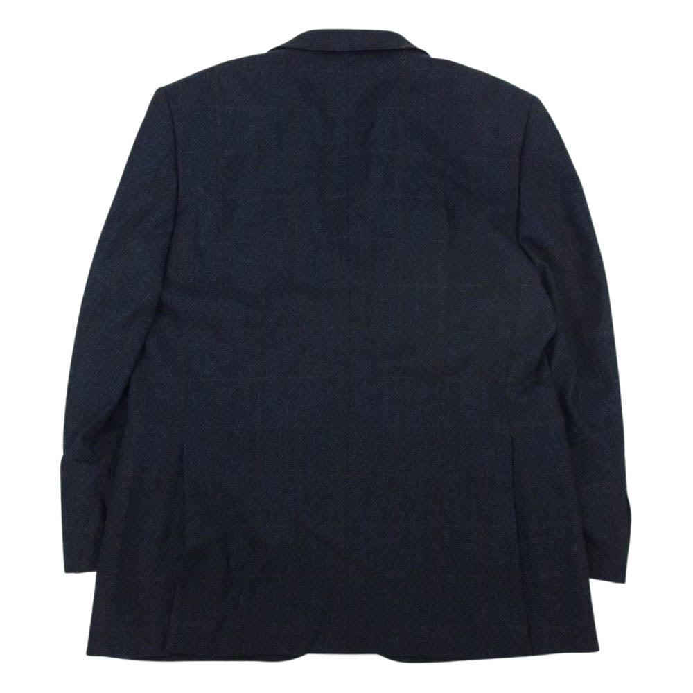 Aquascutum アクアスキュータム チェック柄 ウール 2B テーラードジャケット ネイビー系 96/86/170【極上美品】【中古】