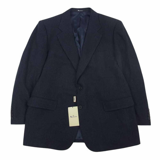 Aquascutum アクアスキュータム ヘリボーンウール 2B テーラードジャケット ネイビー系 100/94/170【極上美品】【中古】