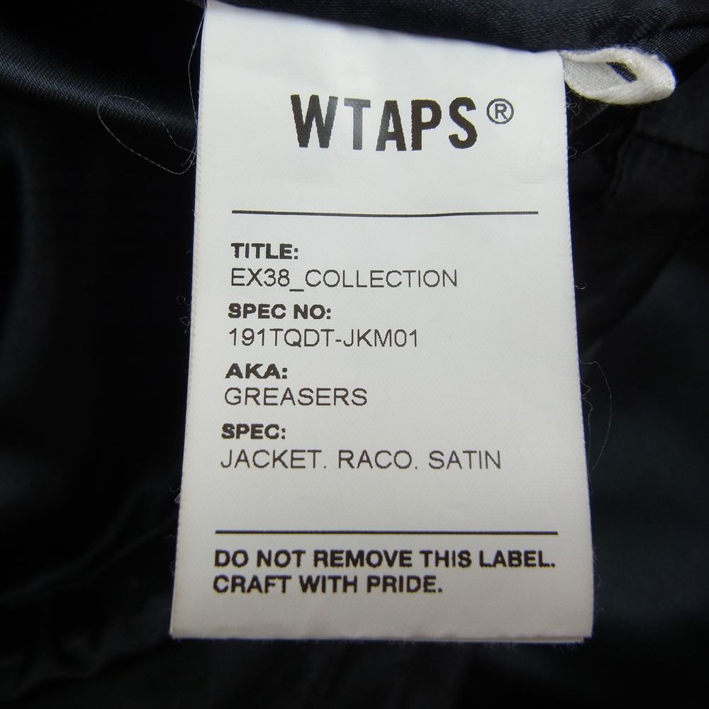 WTAPS ダブルタップス 19SS 191TQDT-JKM01 GREASERS JACKET グリーサーズ コーチ ジャケット サテン ブラック系 3【中古】