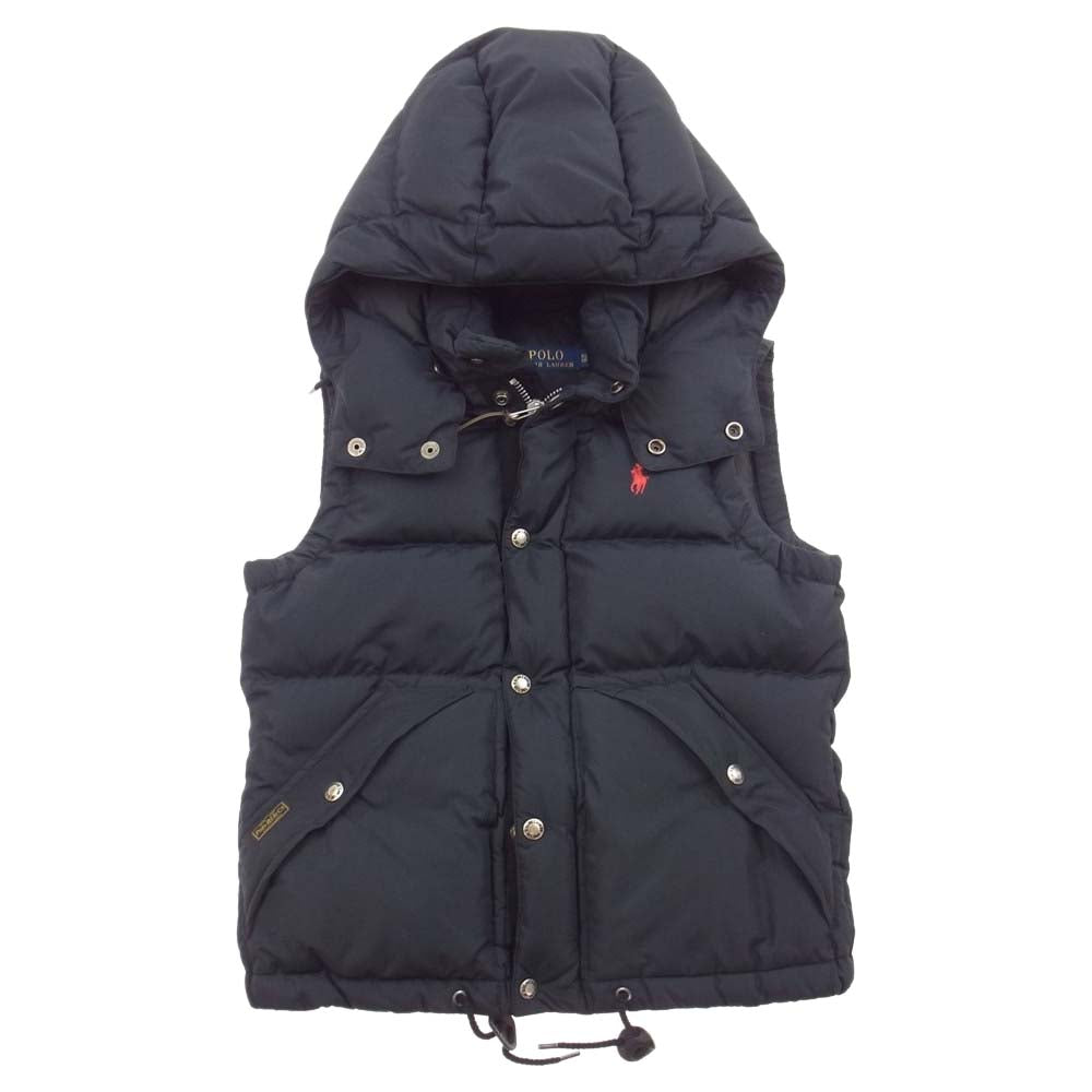 POLO RALPH LAUREN ポロ・ラルフローレン ダウン ベスト フード付き ジップアップ ブラック系 XS【中古】