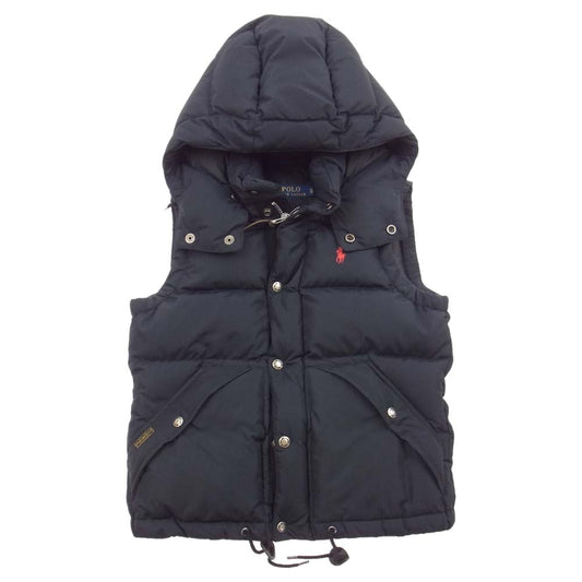 POLO RALPH LAUREN ポロ・ラルフローレン ダウン ベスト フード付き ジップアップ ブラック系 XS【中古】
