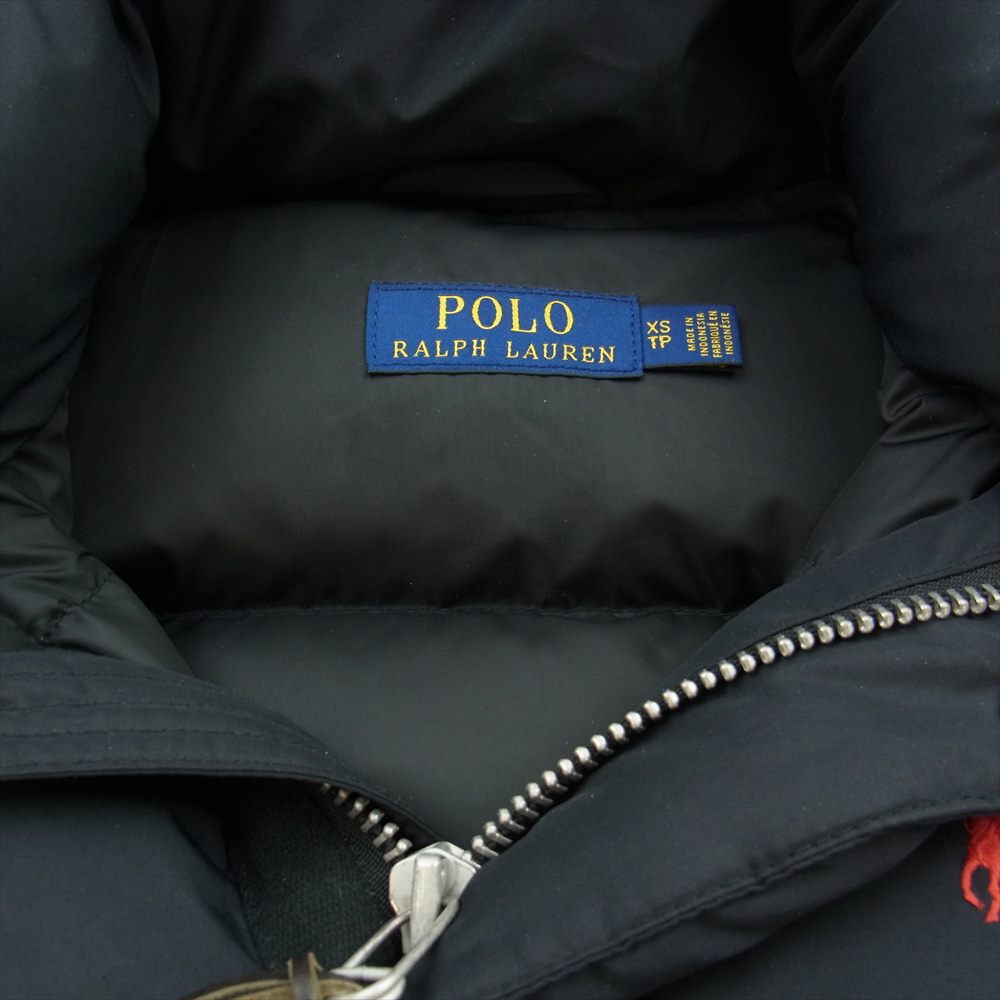 POLO RALPH LAUREN ポロ・ラルフローレン ダウン ベスト フード付き ジップアップ ブラック系 XS【中古】