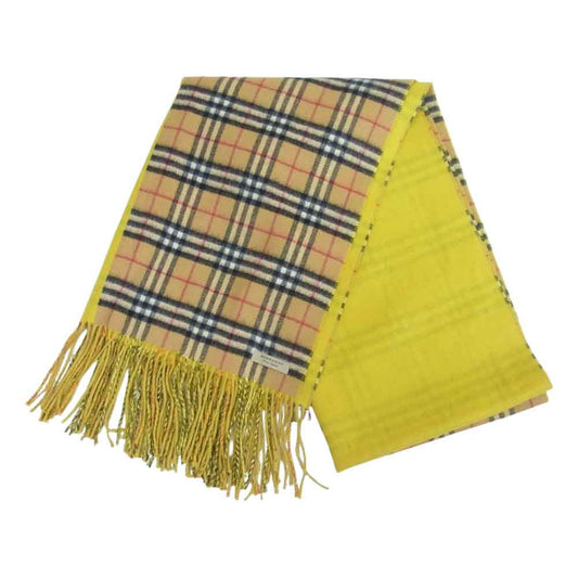 BURBERRY バーバリー 800455 国内正規品 ノバチェック マフラー カシミヤ 大判 ベージュ系 イエロー系 200x60cm【中古】