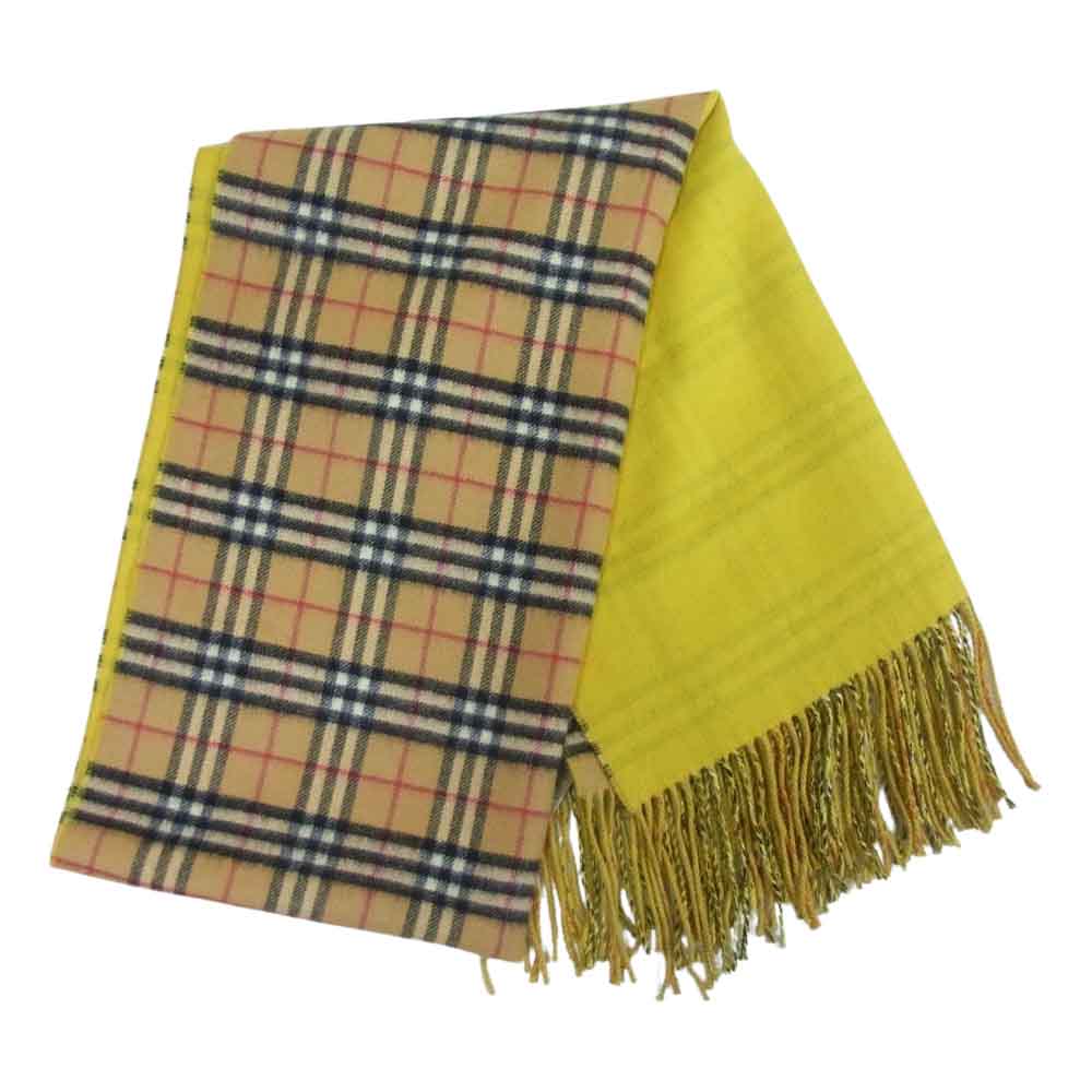 BURBERRY バーバリー 800455 国内正規品 ノバチェック マフラー カシミヤ 大判 ベージュ系 イエロー系 200x60cm【中古】