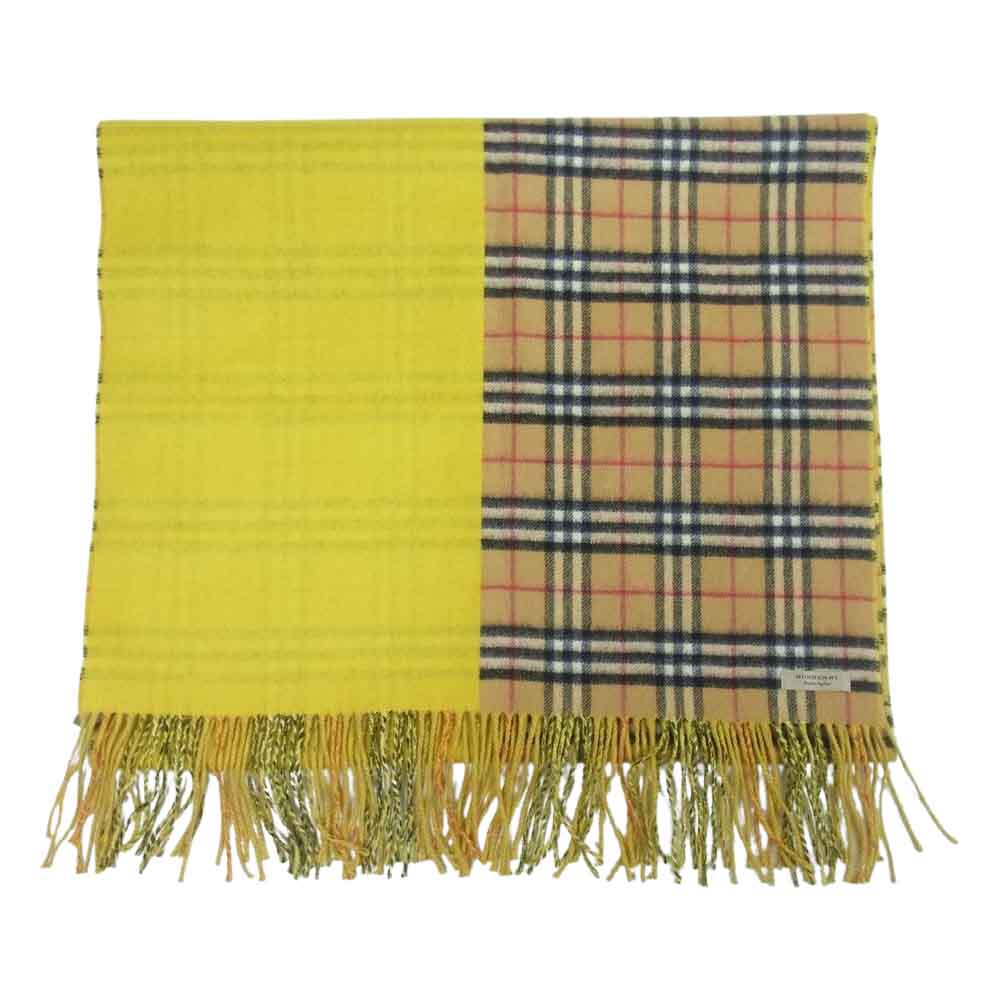 BURBERRY バーバリー 800455 国内正規品 ノバチェック マフラー カシミヤ 大判 ベージュ系 イエロー系 200x60cm【中古】