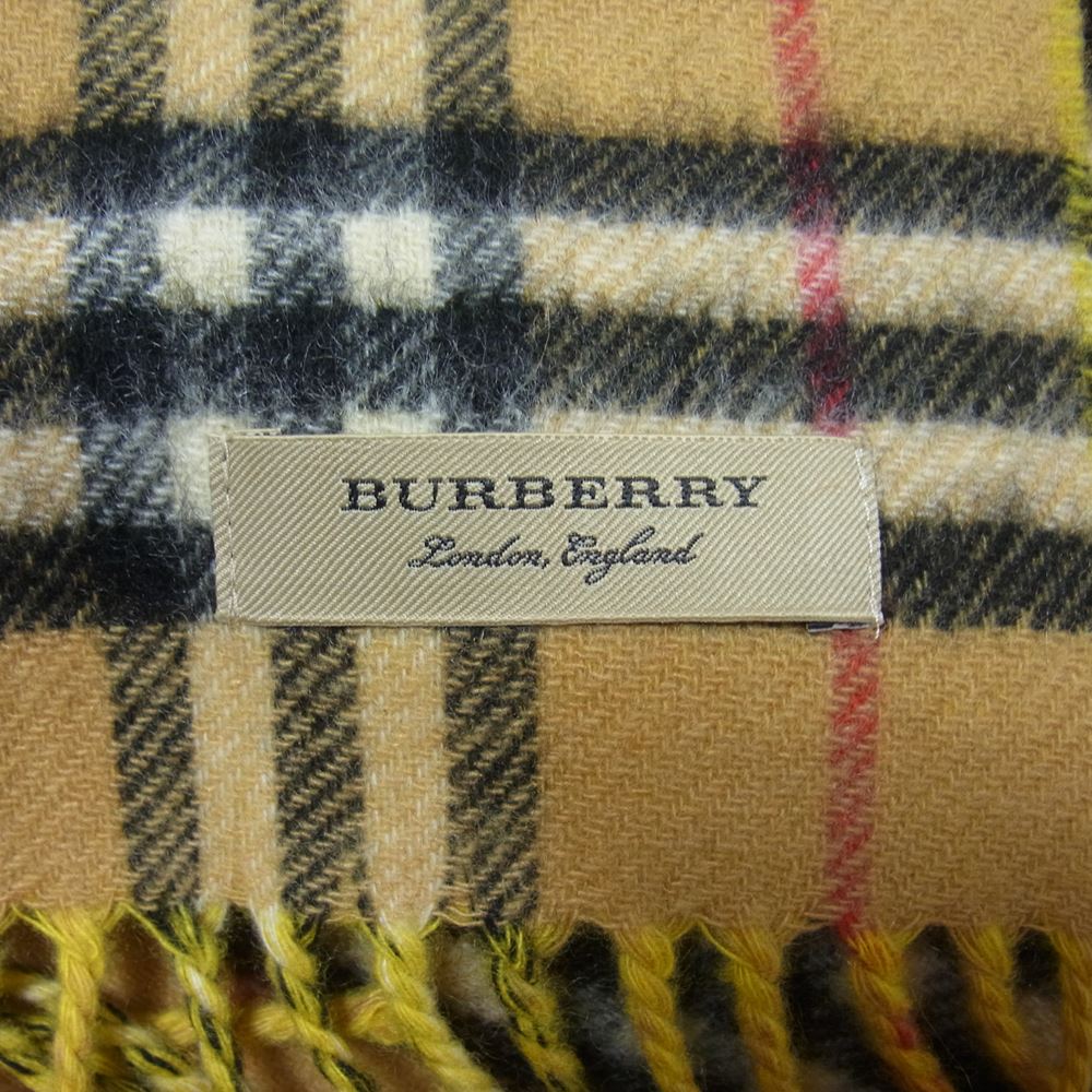 BURBERRY バーバリー 800455 国内正規品 ノバチェック マフラー カシミヤ 大判 ベージュ系 イエロー系 200x60cm【中古】