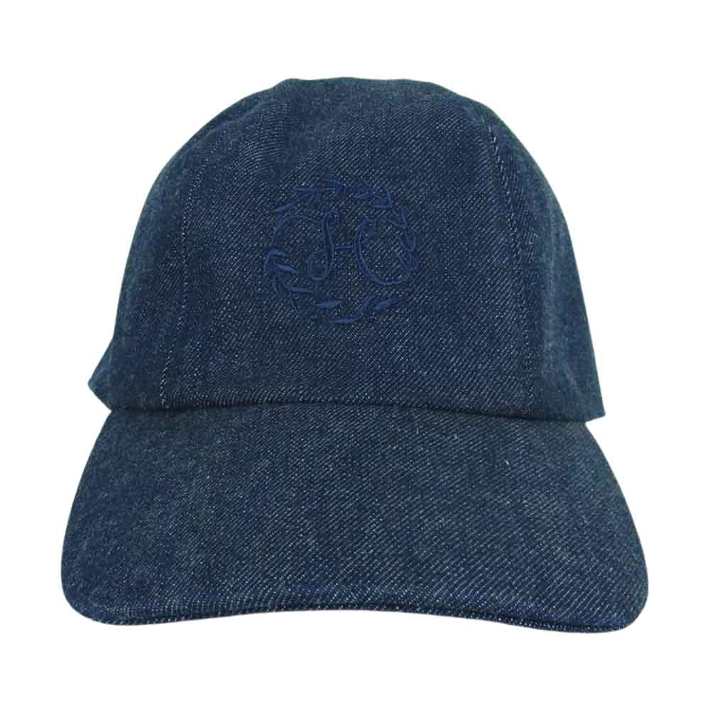 HERMES エルメス Hロゴ 刺繍 デニム キャップ 帽子 フランス製 インディゴブルー系 57【中古】