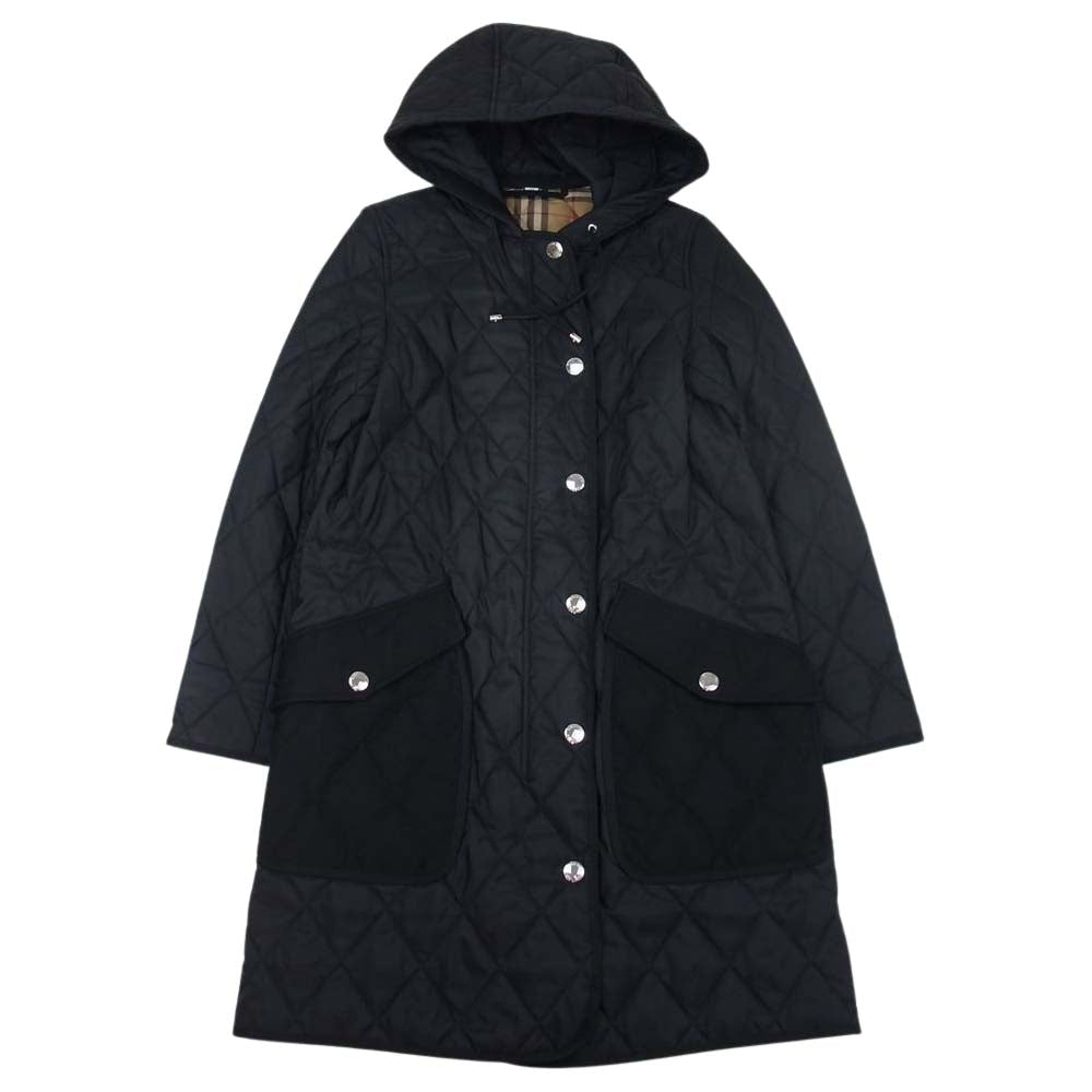 BURBERRY バーバリー 8035506 国内正規品 裏地ノバチェック フーテッドコート ダイアモンド キルティング サーモレギュレーテッド コート ブラック系 XS【中古】