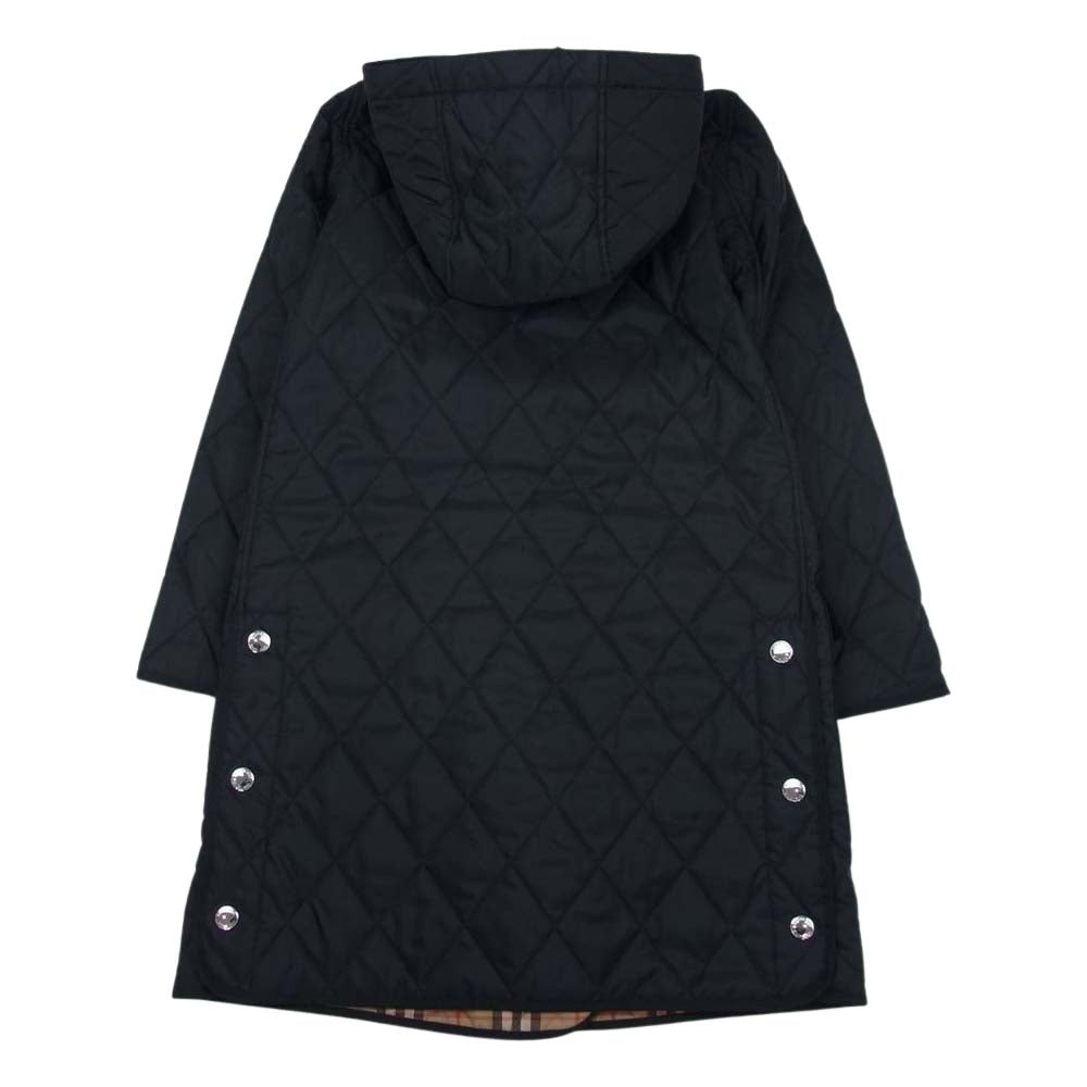BURBERRY バーバリー 8035506 国内正規品 裏地ノバチェック フーテッドコート ダイアモンド キルティング サーモレギュレーテッド コート ブラック系 XS【中古】