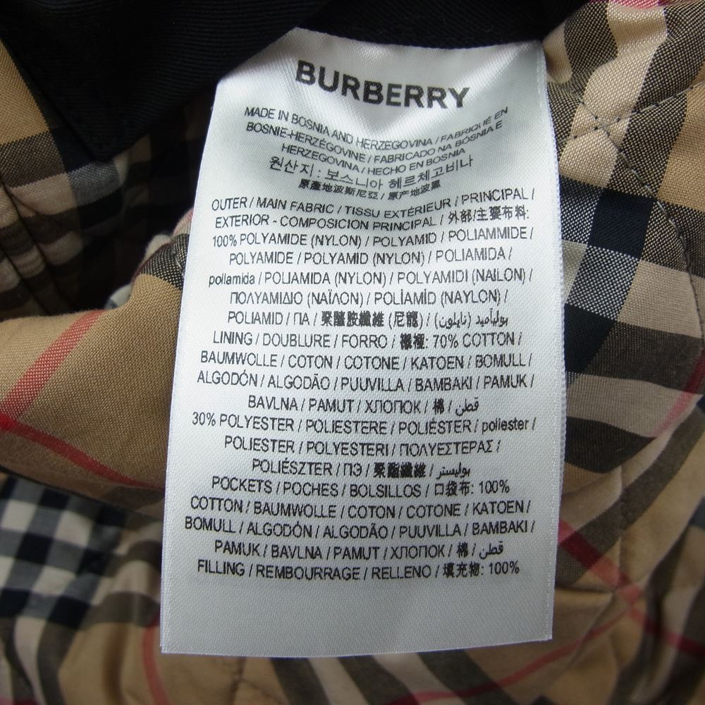 BURBERRY バーバリー 8035506 国内正規品 裏地ノバチェック フーテッドコート ダイアモンド キルティング サーモレギュレーテッド コート ブラック系 XS【中古】