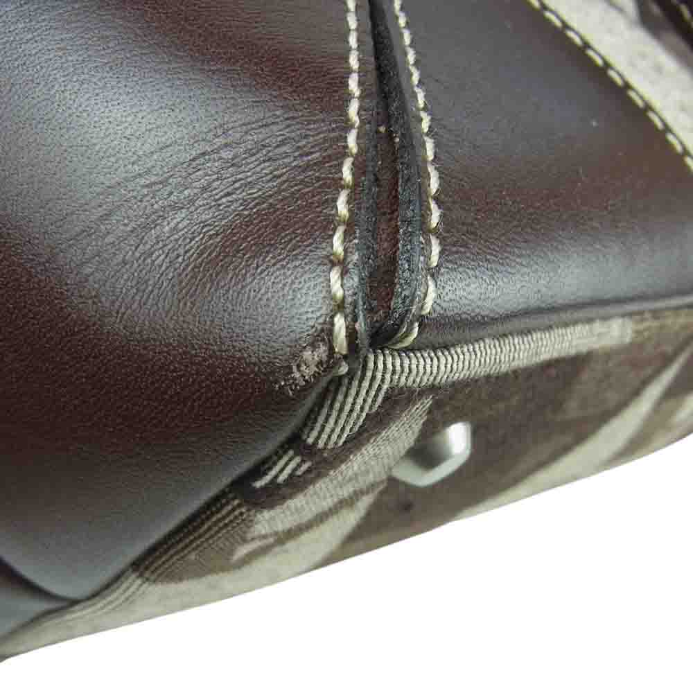 Aquascutum アクアスキュータム 4493250 ジャガード レザーハンドル ポーチ付き トート バッグ ブラウン系 F【極上美品】【中古】