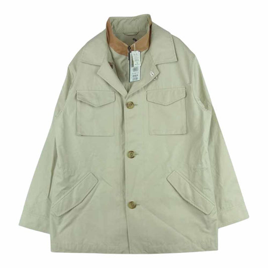 Aquascutum アクアスキュータム 6402730 襟レザー ハーフ コート 日本製 ベージュ系 S【中古】