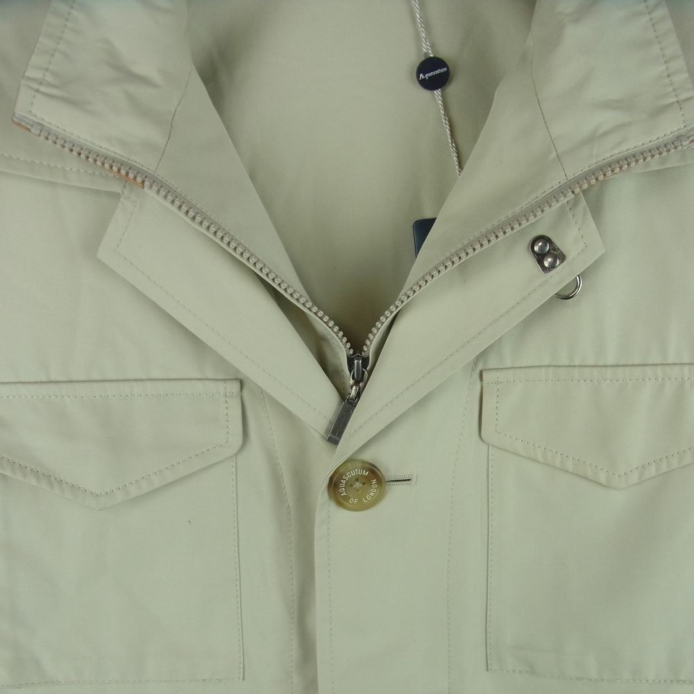 Aquascutum アクアスキュータム 6402730 襟レザー ハーフ コート 日本製 ベージュ系 S【中古】