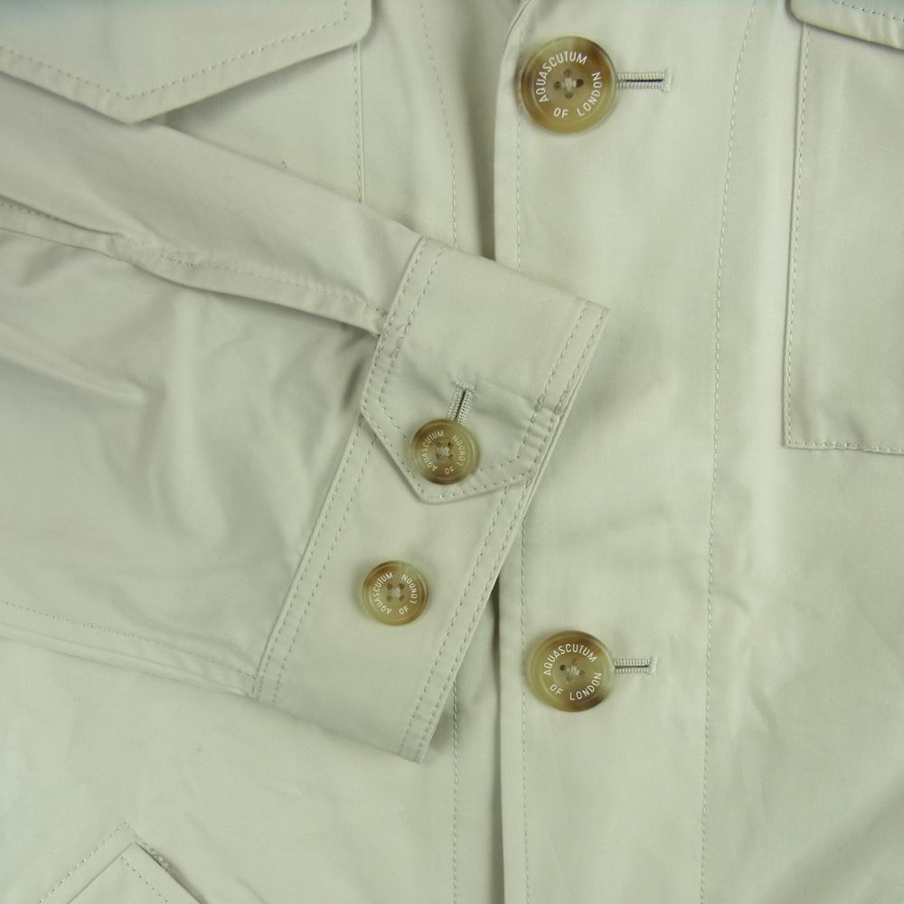Aquascutum アクアスキュータム 6402730 襟レザー ハーフ コート 日本製 ベージュ系 S【中古】