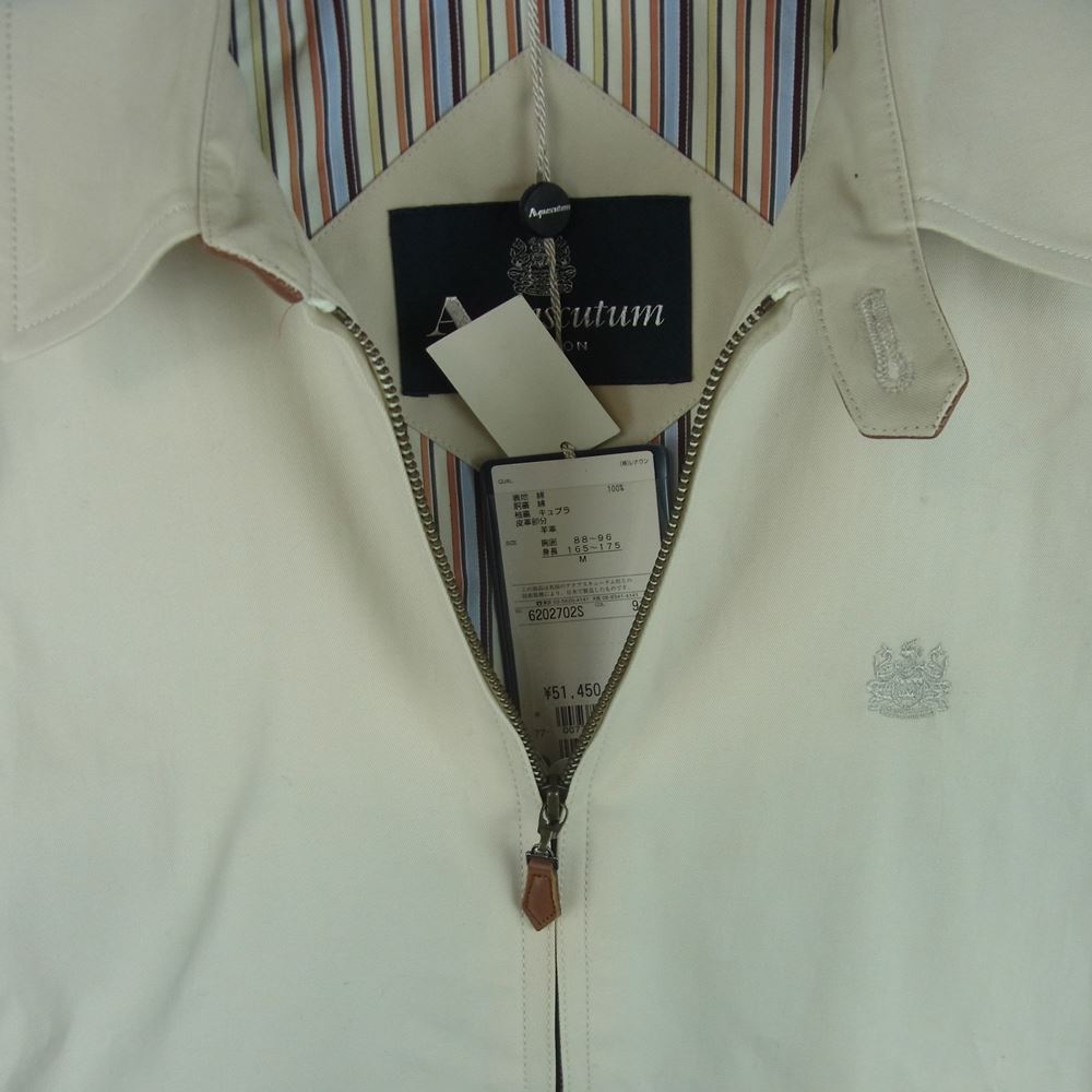 Aquascutum アクアスキュータム 6202702S ロゴ刺繍 コートン スイングトップ ジャケット 日本製 ベージュ系 M【中古】
