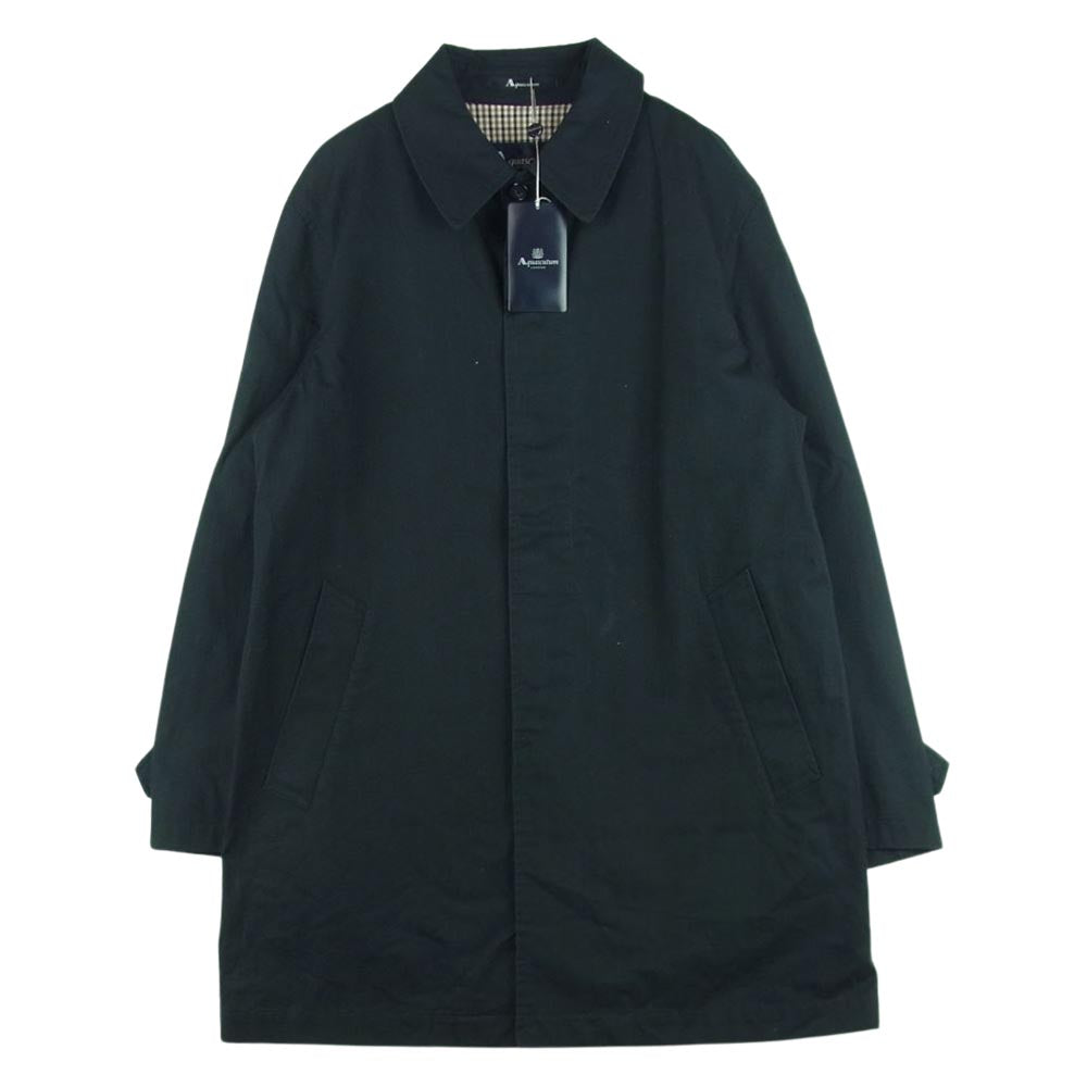 Aquascutum アクアスキュータム 6452600 コットン ステンカラー コート 日本製 ブラック系 36【中古】