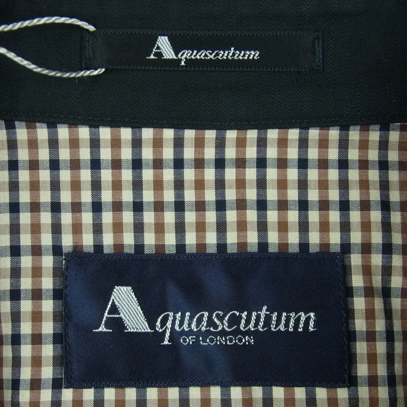 Aquascutum アクアスキュータム 6452600 コットン ステンカラー コート 日本製 ブラック系 36【中古】