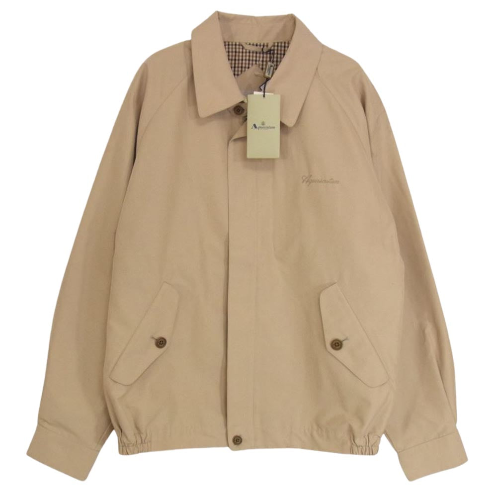 Aquascutum アクアスキュータム はっ水加工 ロゴ刺繍 スイングトップ ジャケット ベージュ系 M【中古】