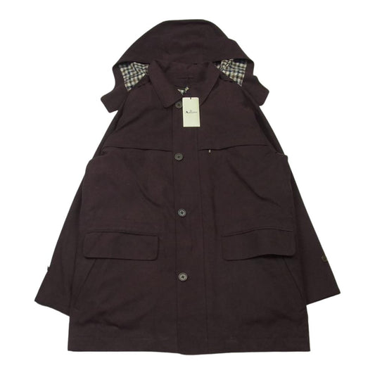 Aquascutum アクアスキュータム 着脱ライナー付き はっ水加工 フェイクスエード ハーフ コート 紫がかった濃い茶色系 M【中古】