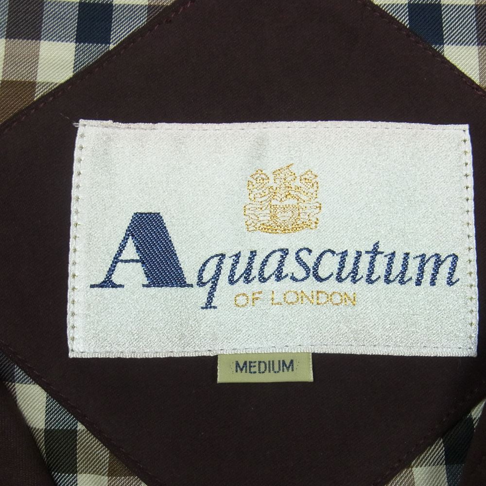 Aquascutum アクアスキュータム 着脱ライナー付き はっ水加工 フェイクスエード ハーフ コート 紫がかった濃い茶色系 M【中古】