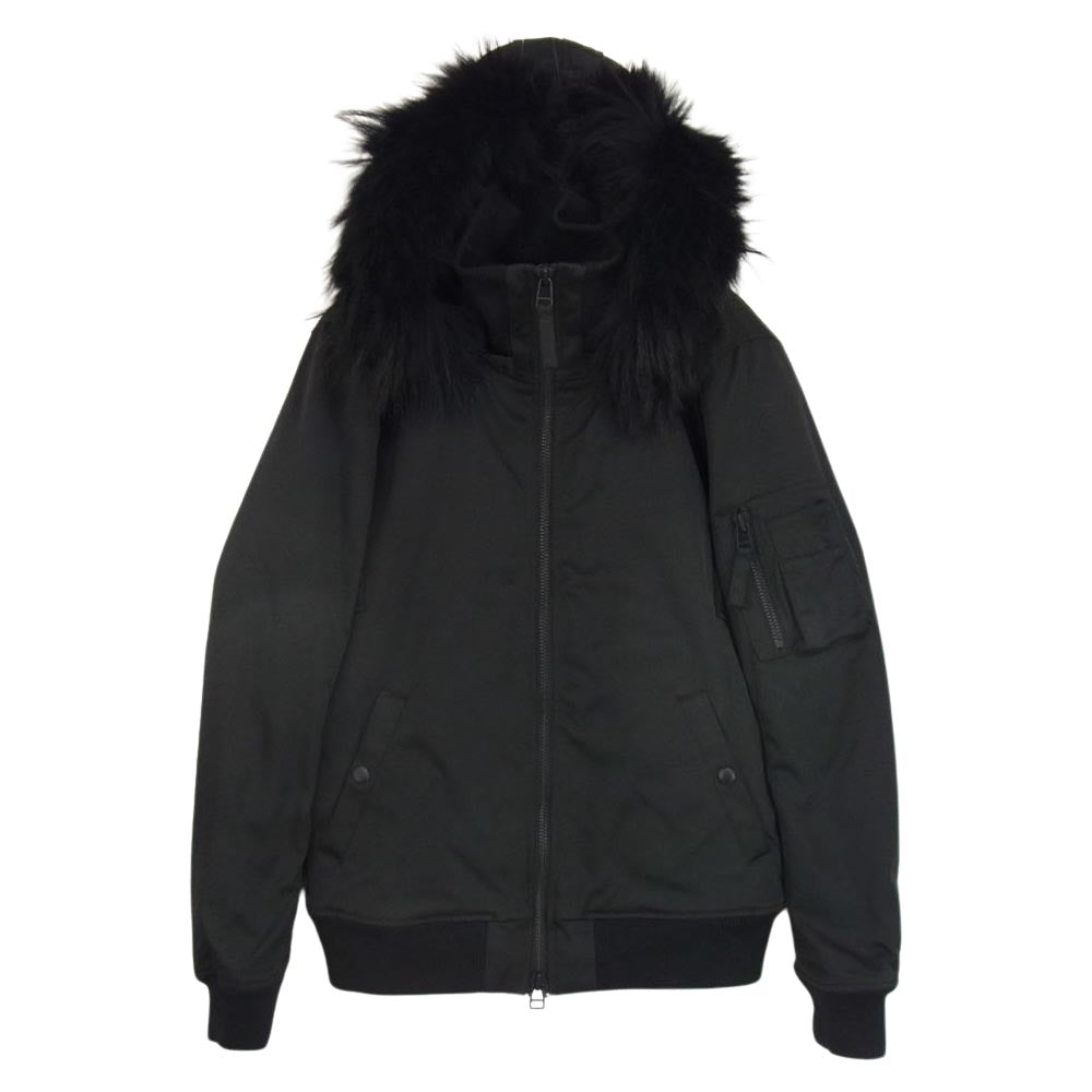 NO ID. ノーアイディ 831006-678B チャイニーズラクーンファー フード着脱 中綿 N-2B ミリタリージャケット ブラック系 2【中古】