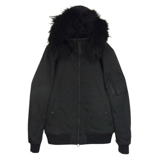 NO ID. ノーアイディ 831006-678B チャイニーズラクーンファー フード着脱 中綿 N-2B ミリタリージャケット ブラック系 2【中古】