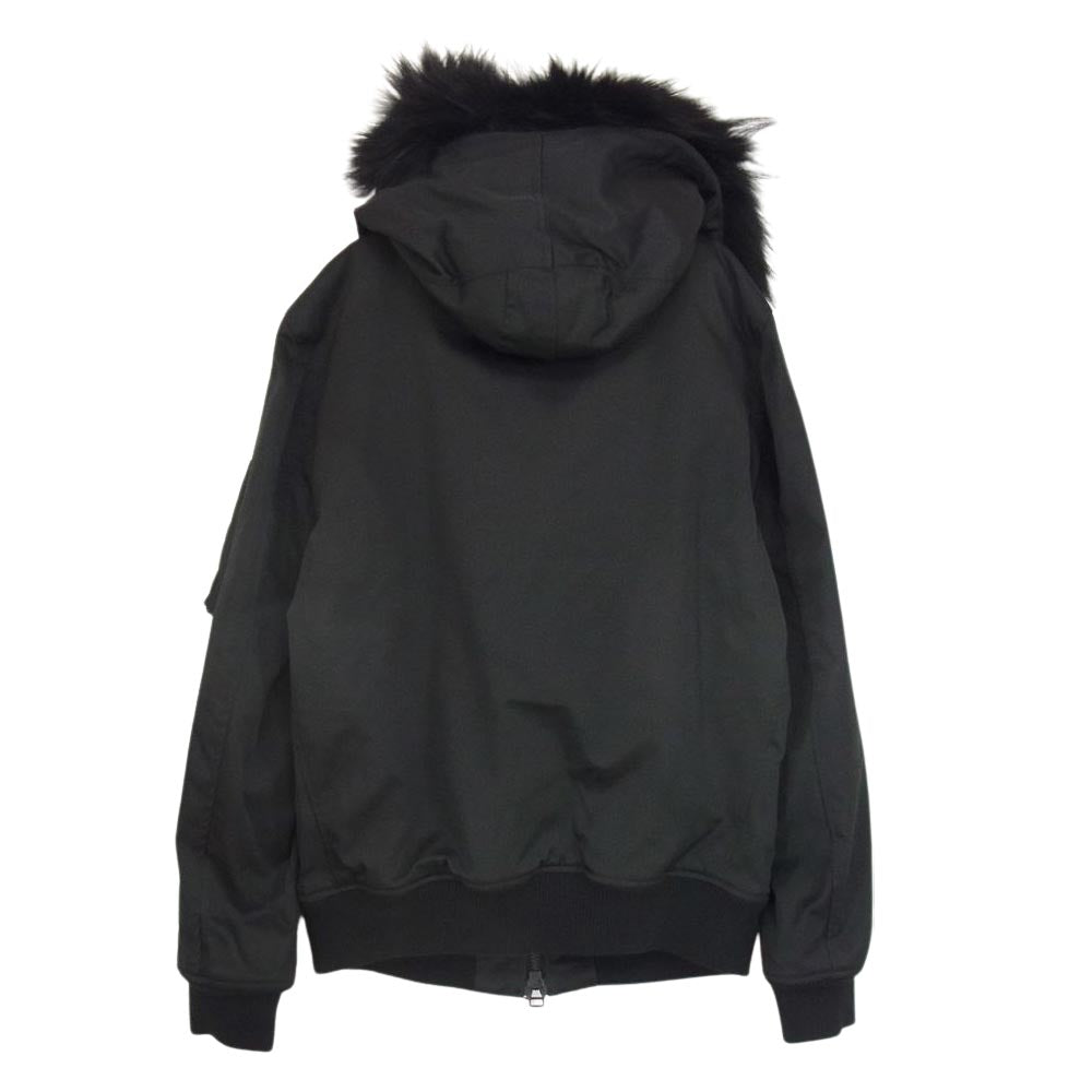 NO ID. ノーアイディ 831006-678B チャイニーズラクーンファー フード着脱 中綿 N-2B ミリタリージャケット ブラック系 2【中古】