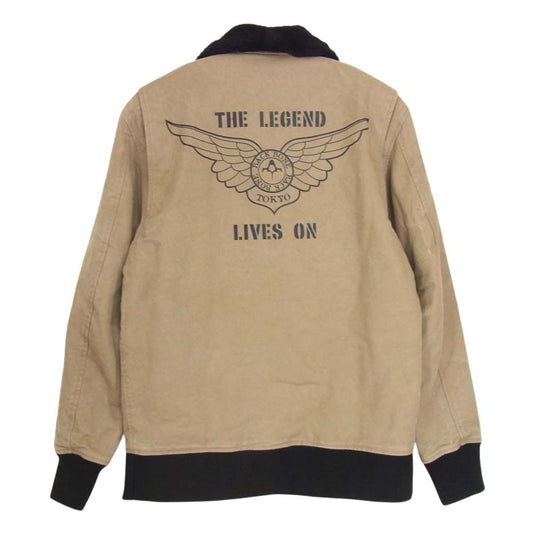 BACKBONE バックボーン 07AW BB07FW-B01 バックプリント 裏ボア A-1タイプ フライトジャケット ベージュ系 L【中古】