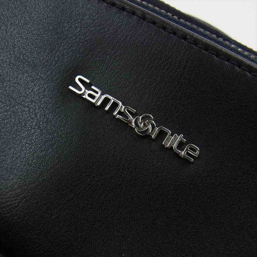 Samsonite サムソナイト レザー 切替 コンビネーション A4 バックパック リュックサック ダークネイビー系【中古】