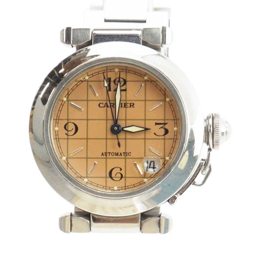 CARTIER カルティエ 2324 パシャC メリディアン ステンレススチール オートマチック デイト 自動巻き 腕時計 ウォッチ シルバー系 ブラウン系【中古】