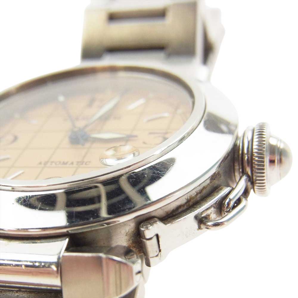 CARTIER カルティエ 2324 パシャC メリディアン ステンレススチール オートマチック デイト 自動巻き 腕時計 ウォッチ シルバー系 ブラウン系【中古】