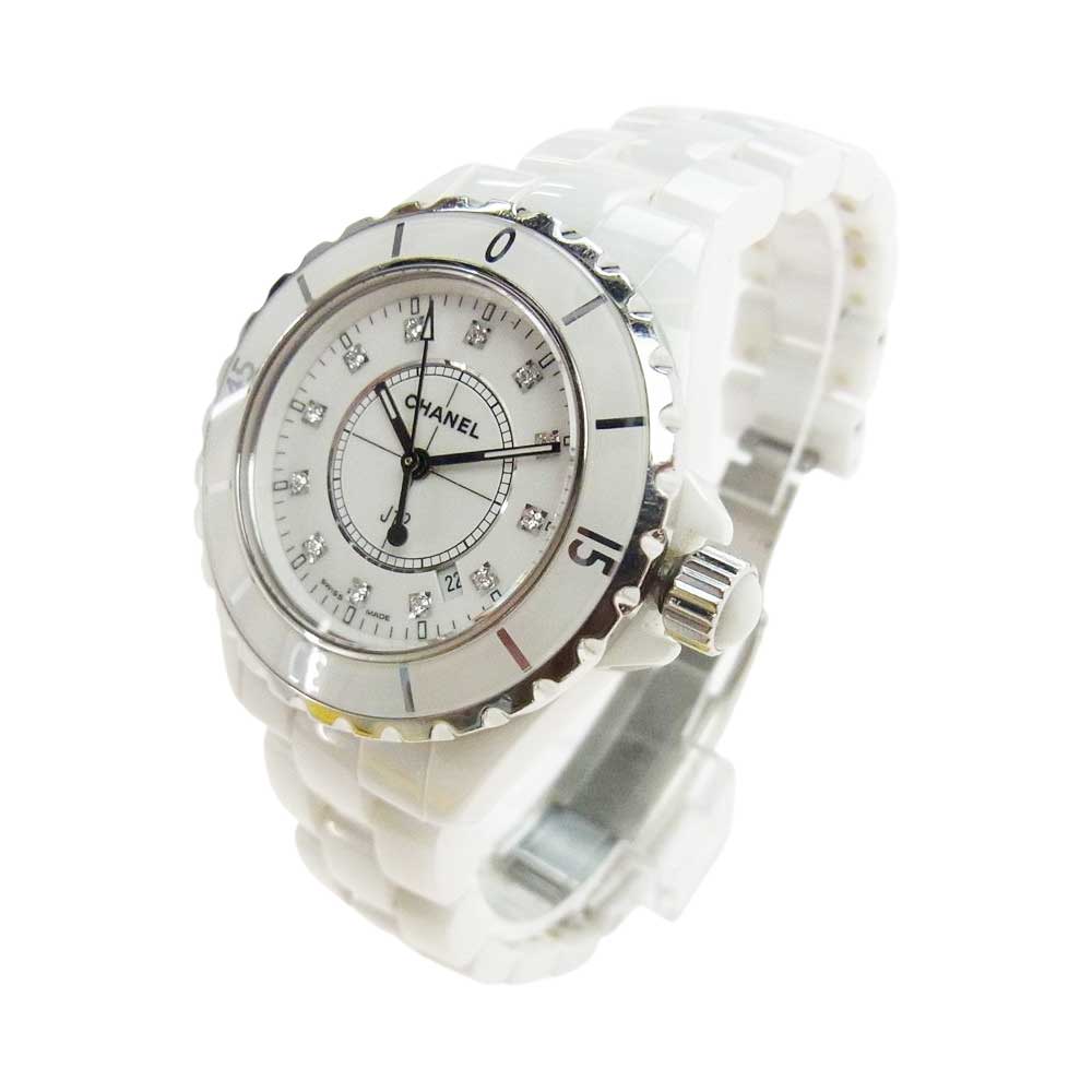 CHANEL シャネル J12 12PD ダイヤ 白文字盤 ホワイトセラミック クォーツ 腕時計 ウォッチ ホワイト系【中古】