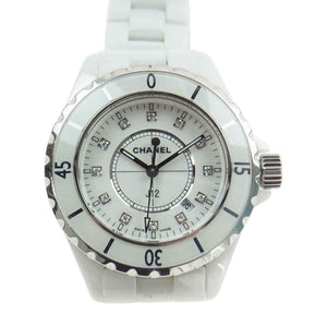 CHANEL シャネル J12 12PD ダイヤ 白文字盤 ホワイトセラミック クォーツ 腕時計 ウォッチ ホワイト系【中古】