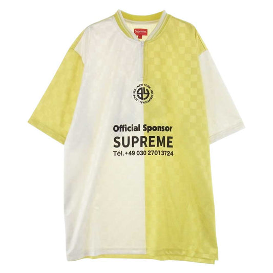 Supreme シュプリーム 22FW Split Soccer Jersey ゲーム シャツ 半袖  ホワイト系 イエロー系 L【美品】【中古】