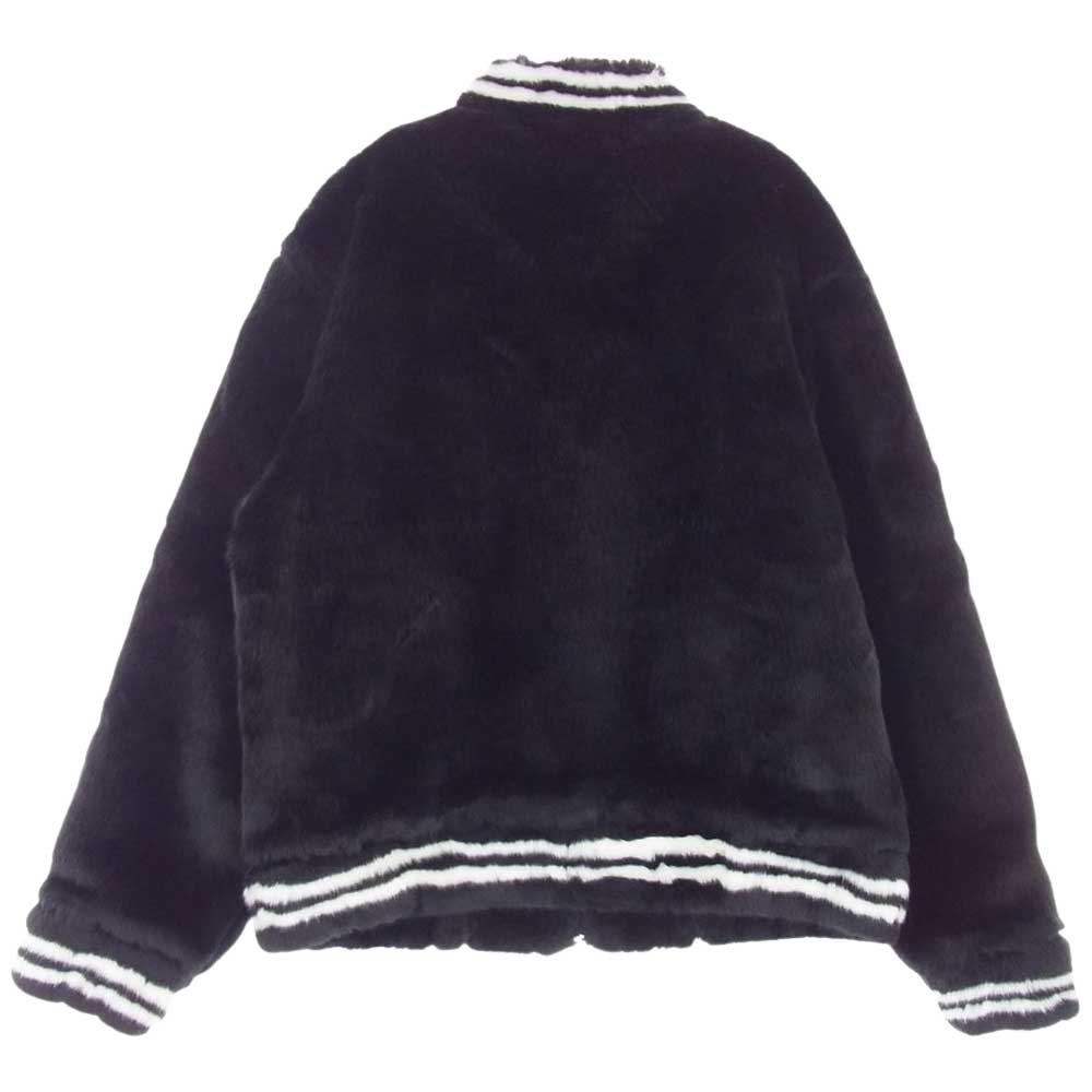 Supreme シュプリーム 20SS Faux Fur Varsity Jacket フェイク ファー バーシティ ベースボール ジャケット ブラック系 L【極上美品】【中古】