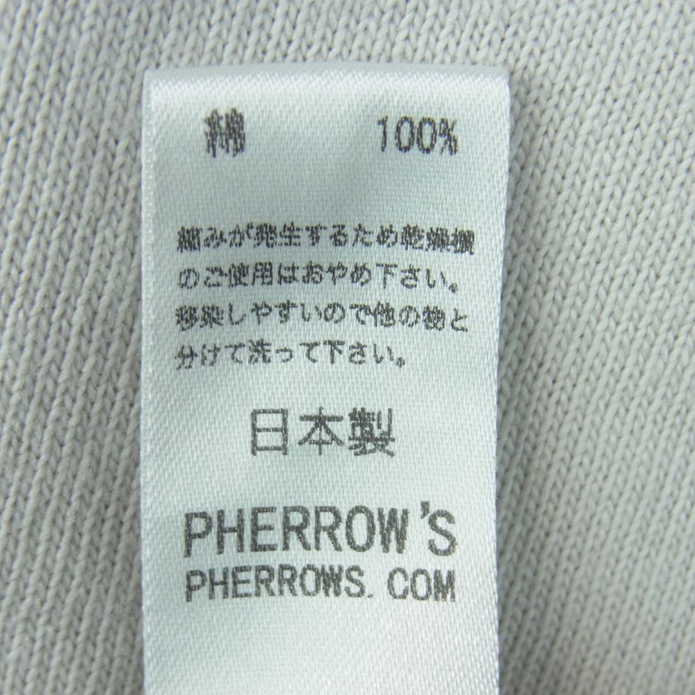 Pherrow's フェローズ プリント 半袖 クルーネック Tシャツ コットン 日本製 グレイッシュライトベージュ系 M【中古】
