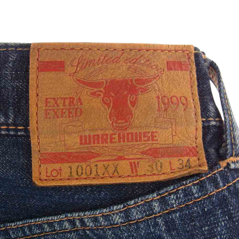 WAREHOUSE ウエアハウス 1001XX 裏リベット レザーパッチ デニム パンツ ブルー系【中古】