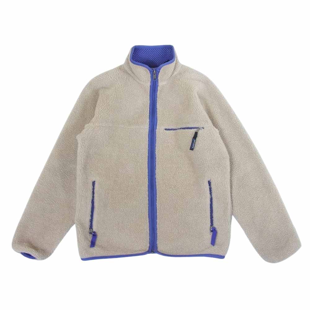 patagonia パタゴニア 90s USA製 雪無し チンフラップ ベビーレトロ カーディガン フリース ジャケット ナチュラル パープル ベージュ系 M【中古】